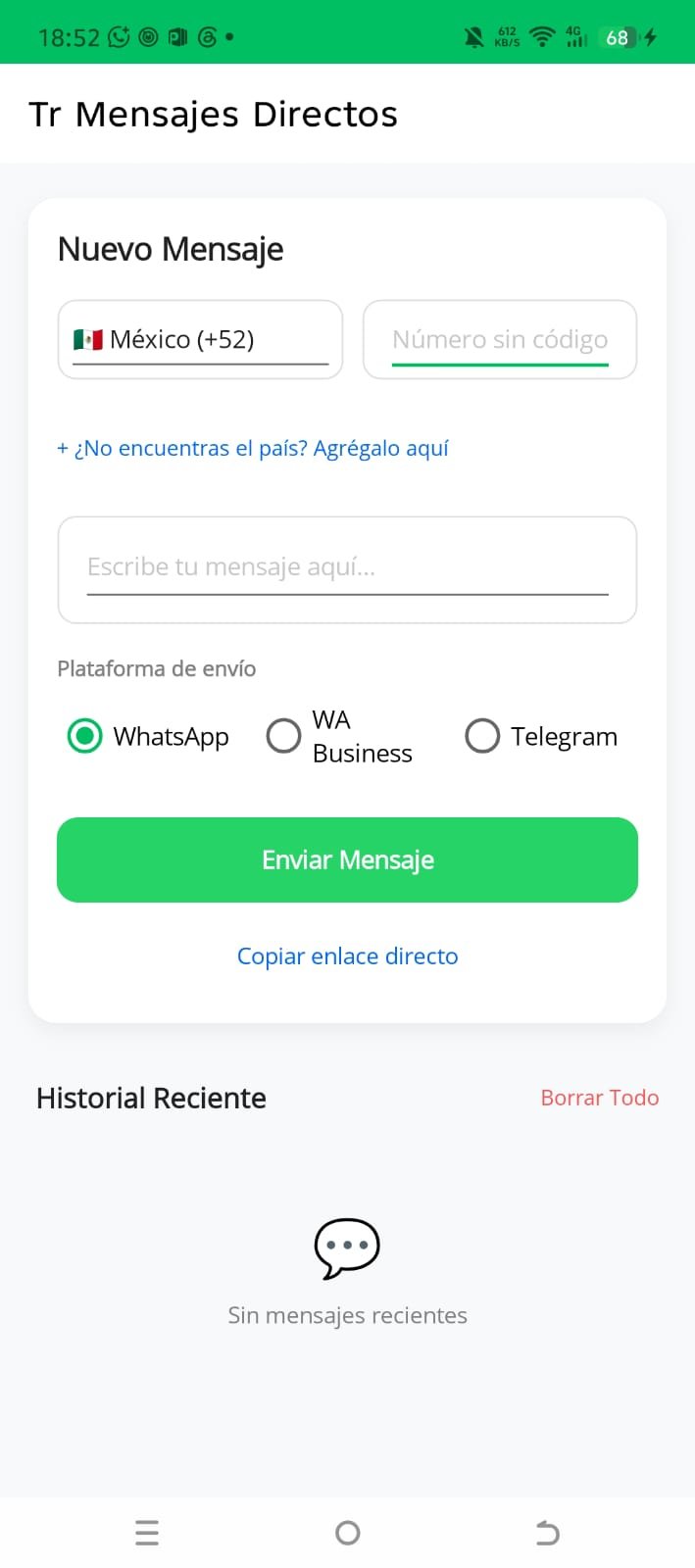 Interfaz de Tr Mensajes Directos